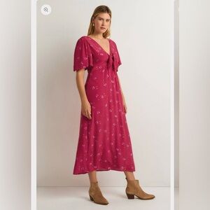 Z Supply Mavis Hot Pink/Ref Floral Modi Dress Size Médium Front Cut Out